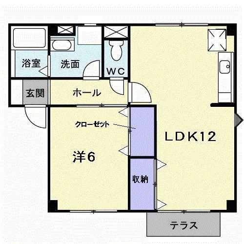 メゾン光峰A棟(1LDK/1階)の間取り写真
