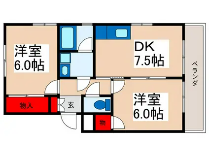 SUNCTY HIKOTA C-2(2DK/2階)の間取り写真