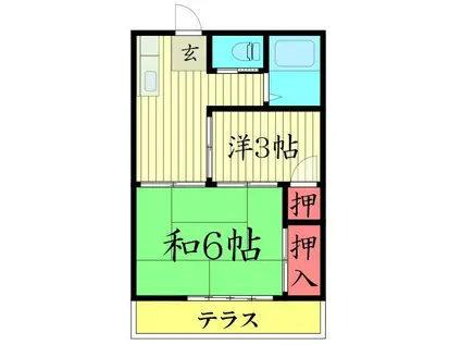 銀明荘(2K/1階)の間取り写真