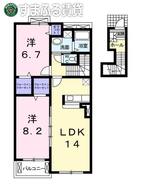 サンリットタウンA(2LDK/2階)の間取り写真