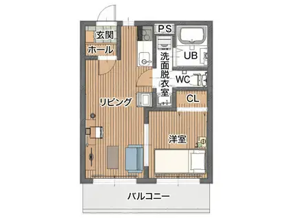 ファーニッシュドステイ松本市あがたの森(1LDK/2階)の間取り写真