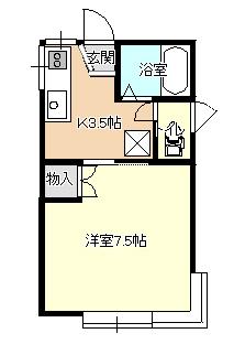 シャンブル・ビギニング(1K/2階)の間取り写真