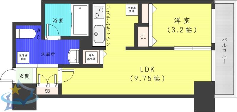 レジディア大通西(1LDK/6階)の間取り写真