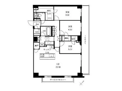 ザ・ケンジントン・レジデンスときわ台(3LDK/5階)の間取り写真