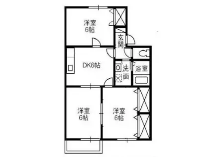 エスポワール都 II棟B(3DK/2階)の間取り写真
