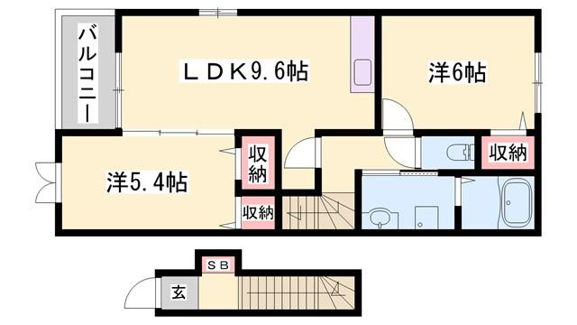 シン.シン.ハウスD(2LDK/2階)の間取り写真