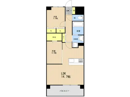 LEGEND東比恵(2LDK/5階)の間取り写真