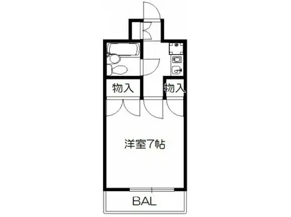 ベルシティ(1K/5階)の間取り写真