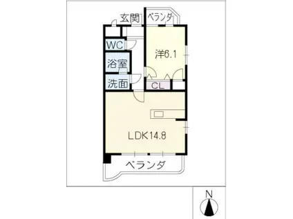 綾羽アネックス葵(1LDK/5階)の間取り写真