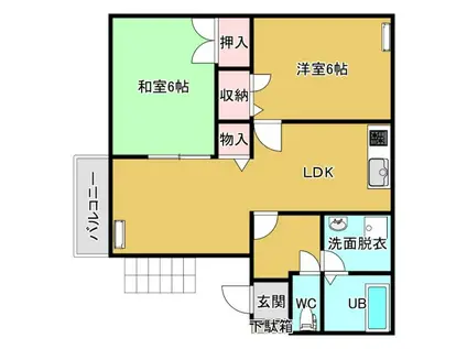 シティハイツますひらB(2LDK/2階)の間取り写真
