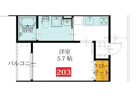 スマーブル武蔵野II(1K/2階)の間取り写真