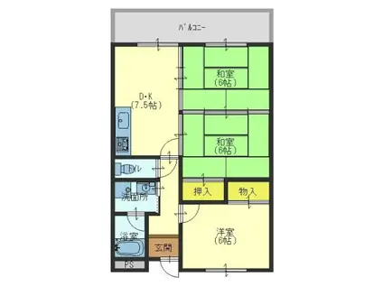 オリーブ沼(3DK/4階)の間取り写真