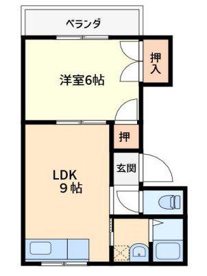 深沢ハイムB棟(1LDK/2階)の間取り写真