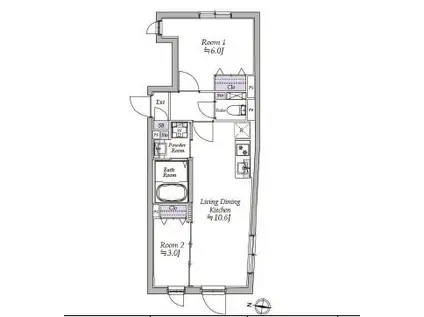 アトリオフラッツ高円寺ノース(2LDK/2階)の間取り写真
