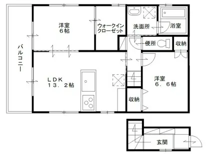 エクセレンス早島 D棟(2LDK/2階)の間取り写真