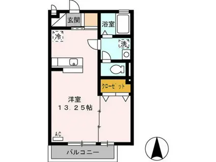 サニーヒルズ岡宮(ワンルーム/1階)の間取り写真