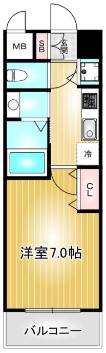 エステムコート名古屋鶴舞シエル(1K/14階)の間取り写真