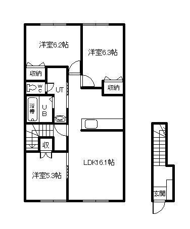 エコハウス 3(3LDK/2階)の間取り写真