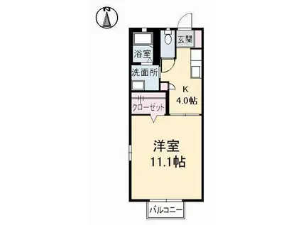 クレスト 22 C棟(1K/2階)の間取り写真