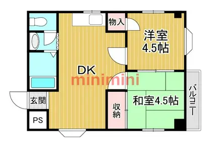 ホワイトハウス小柳(2DK/3階)の間取り写真