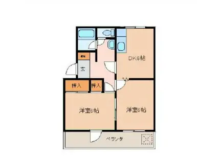 パルテール桃園NO1(2DK/3階)の間取り写真