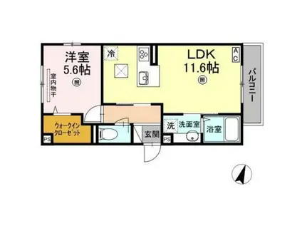  D-ROOMせのやII(1LDK/1階)の間取り写真