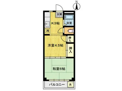 クリナムガーデン(1DK/3階)の間取り写真