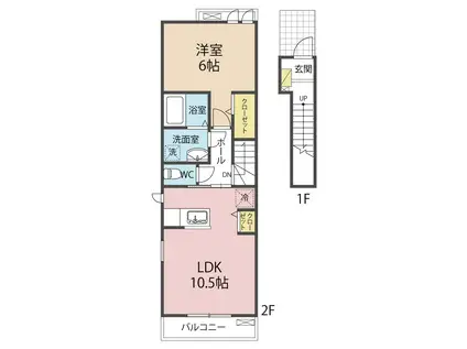 モダンレジデンスT(1LDK/2階)の間取り写真