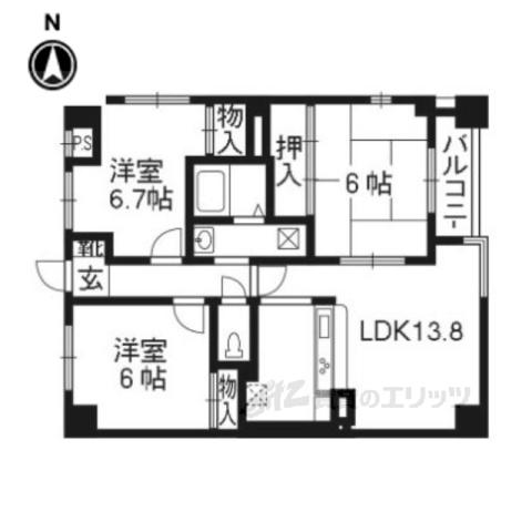 カレラ・デ・オエステ(3LDK/4階)の間取り写真