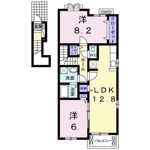 ミューズ林 B(2LDK/2階)の間取り写真