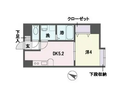 アソシアグロッツォ平尾(1DK/1階)の間取り写真