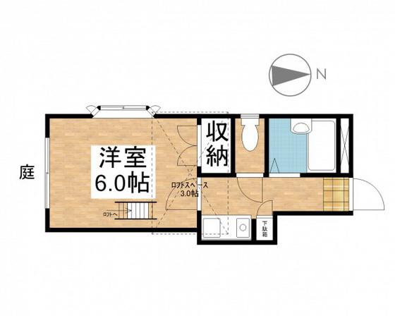 プレール庭瀬駅前(1K/1階)の間取り写真