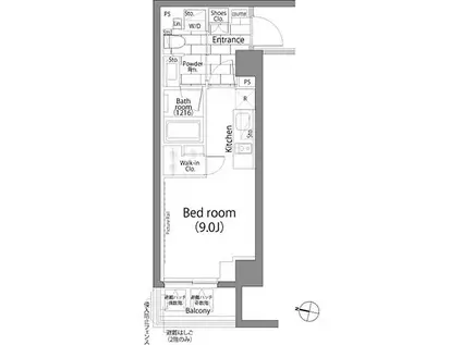 パークハビオ日本橋蛎殻町(ワンルーム/4階)の間取り写真