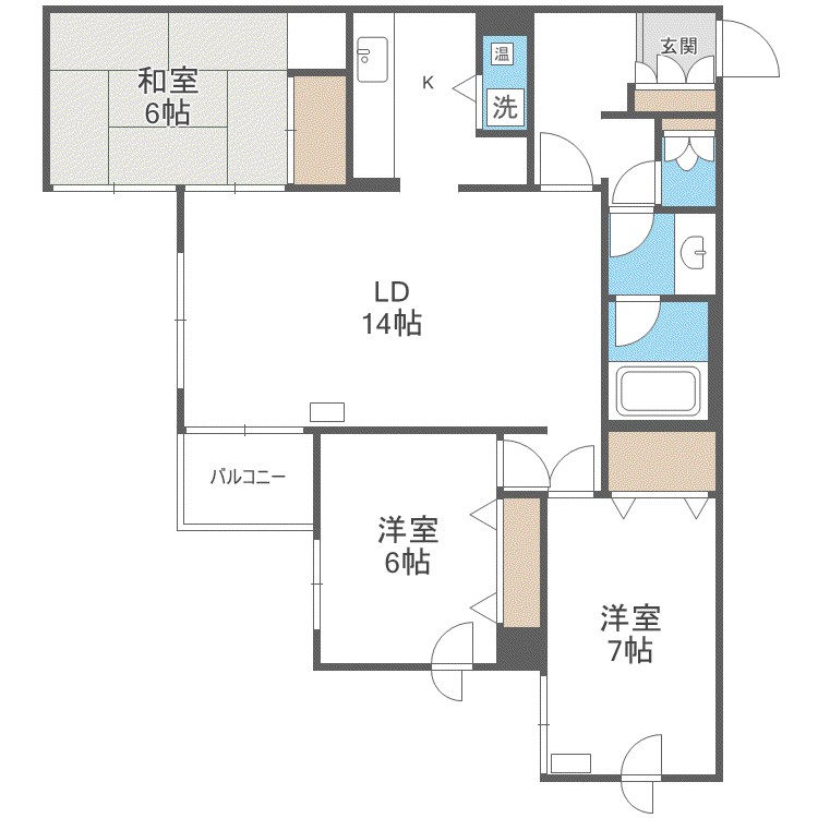 アルファコート山の手II(3LDK/4階)の間取り写真