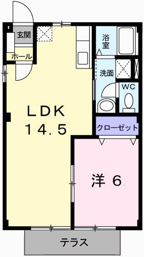 ブルーマウンテン(1LDK/1階)の間取り写真