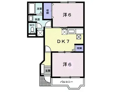 ローズマリーI(2DK/1階)の間取り写真