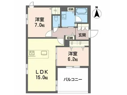 セリシール(2LDK/1階)の間取り写真