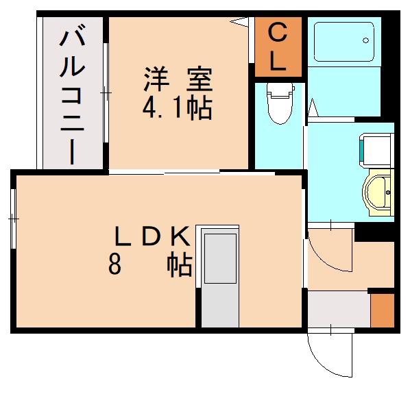 ROBOT HOME 唐の原(1LDK/1階)の間取り写真