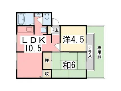 エクセル山崎(2LDK/1階)の間取り写真