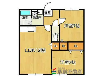 エヴァーグリーン神埼弐番館(2LDK/1階)の間取り写真