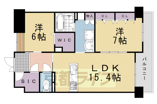 ES-GRANDE京都長岡天神(2LDK/3階)の間取り写真