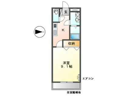 プチ・桃(1K/2階)の間取り写真