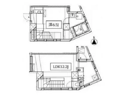クーカイテラス恵比寿(1LDK/4階)の間取り写真