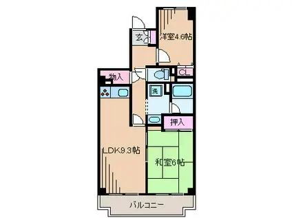 コンドミニアムヴェル大倉山(2LDK/1階)の間取り写真