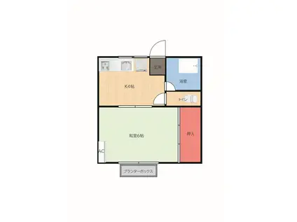 レジデンス神子田(1DK/2階)の間取り写真