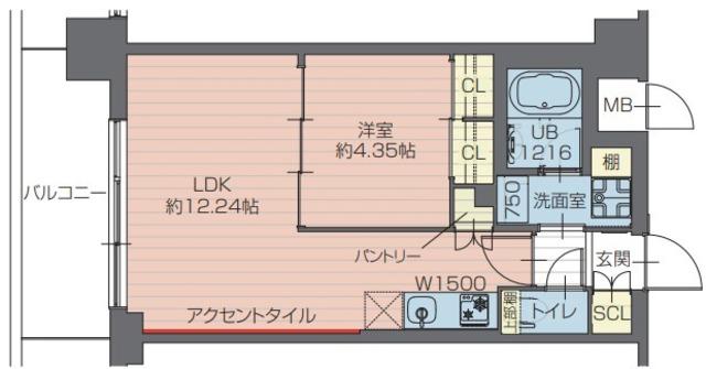 プレジオ川口ASIAN(1LDK/6階)の間取り写真