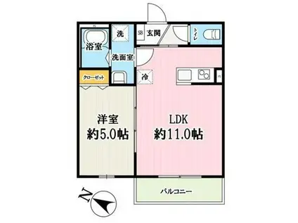 キャメル入間黒須(1LDK/2階)の間取り写真