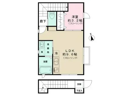 シャルモント(1LDK/2階)の間取り写真