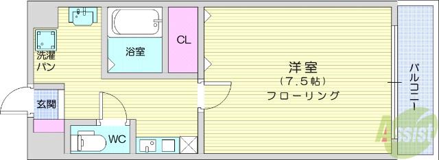 ハイツよつば(1K/3階)の間取り写真