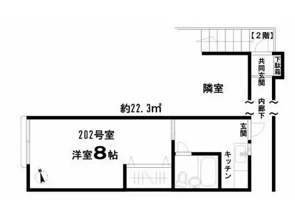 池田荘(1K/2階)の間取り写真